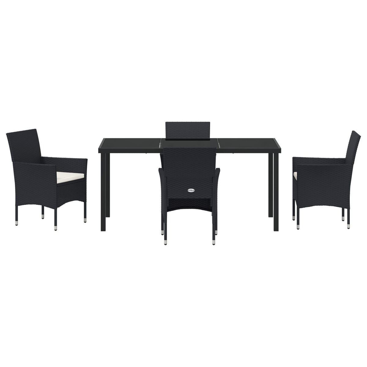 5-teiliges Garten-Essgruppen-Set Schwarz Poly-Rattan