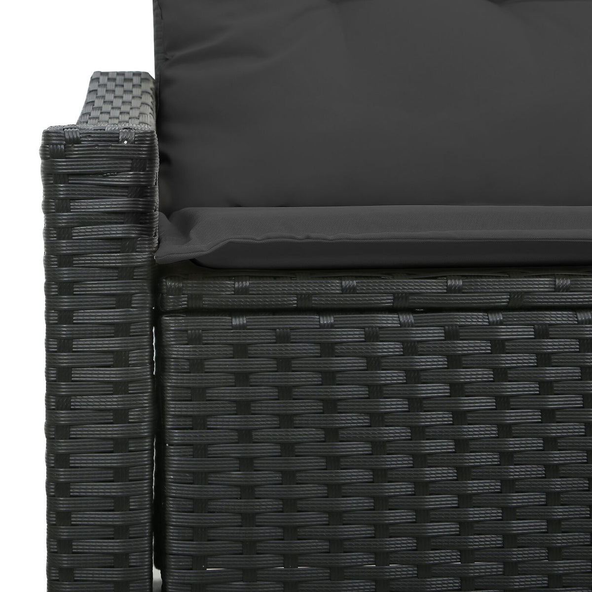 2-Sitzer Gartensofa mit Stauraum & Kissen Schwarz Poly Rattan