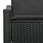 2-Sitzer Gartensofa mit Stauraum & Kissen Schwarz Poly Rattan
