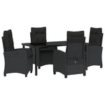 5-teilige Garten-Essgruppe mit Kissen Schwarz Poly-Rattan