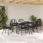 7-teilige Garten-Essgruppe Schwarz Poly-Rattan