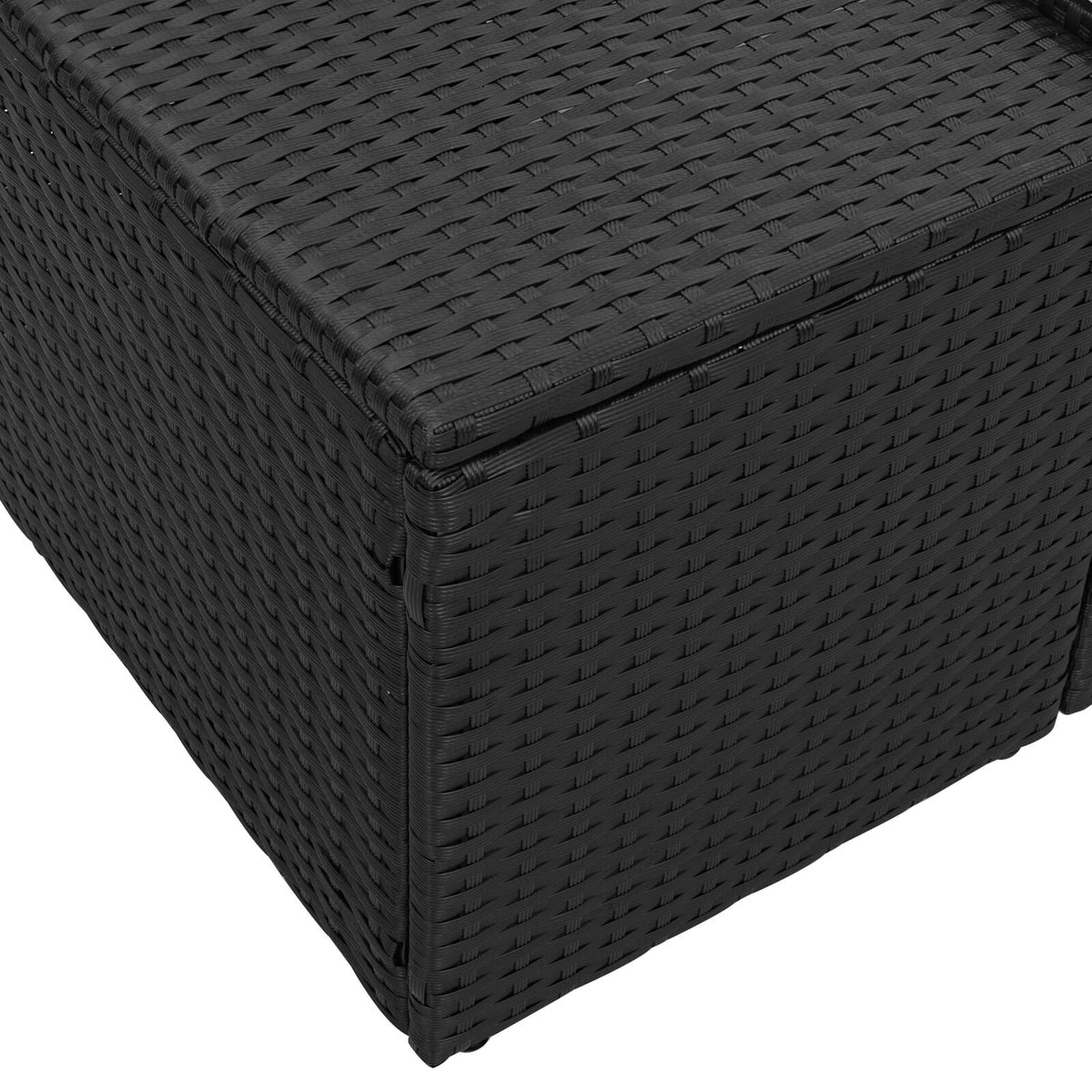 2-Sitzer Garten-Sofa mit Stauraum & Kissen Schwarz Poly Rattan