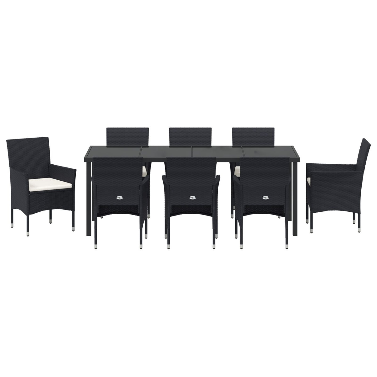 9-teilige Garten-Essgruppe Schwarz Poly-Rattan