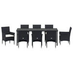 9-teilige Garten-Essgruppe Schwarz Poly-Rattan