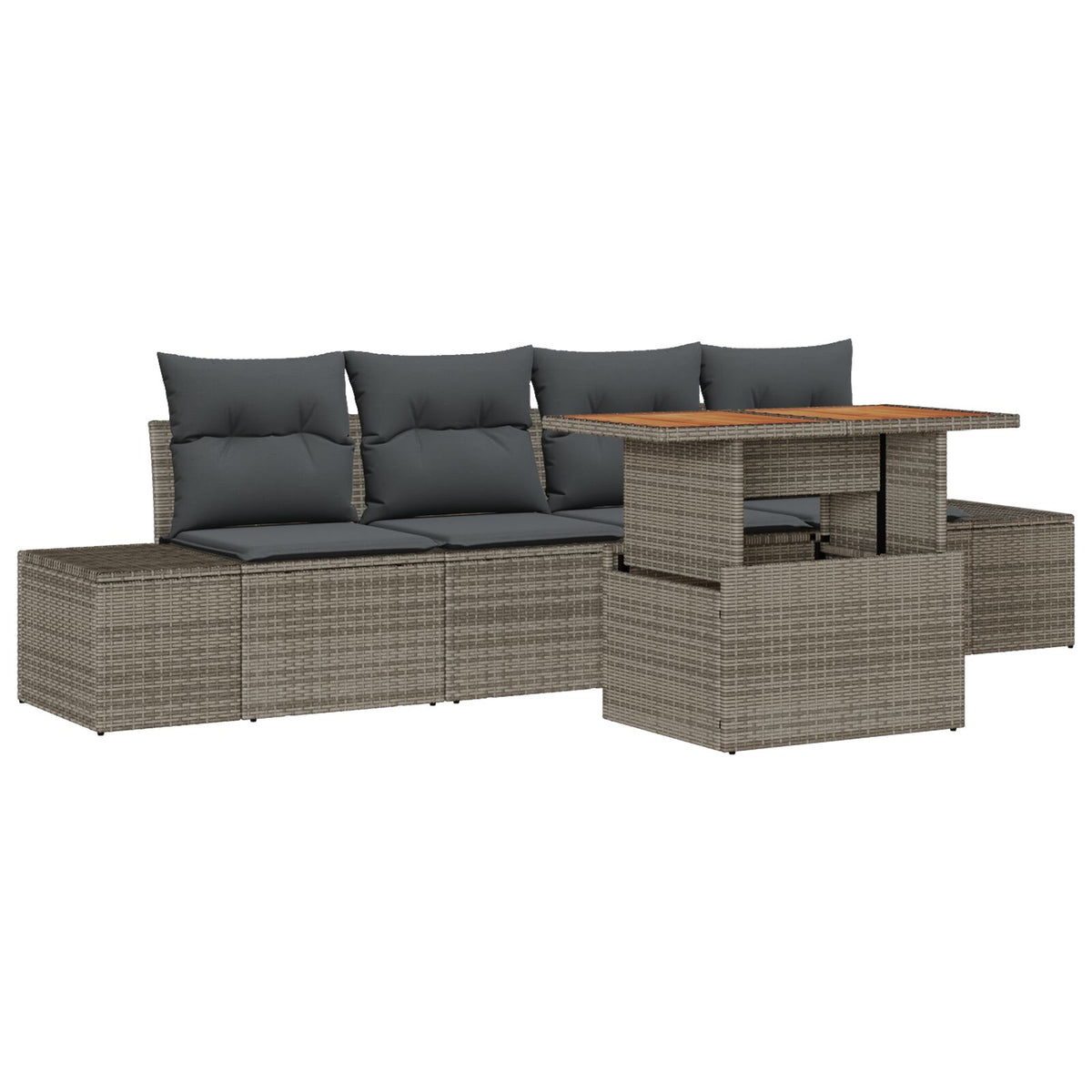 Garten Sofa Set Set aus 5 Grau, Braun (Rattan)