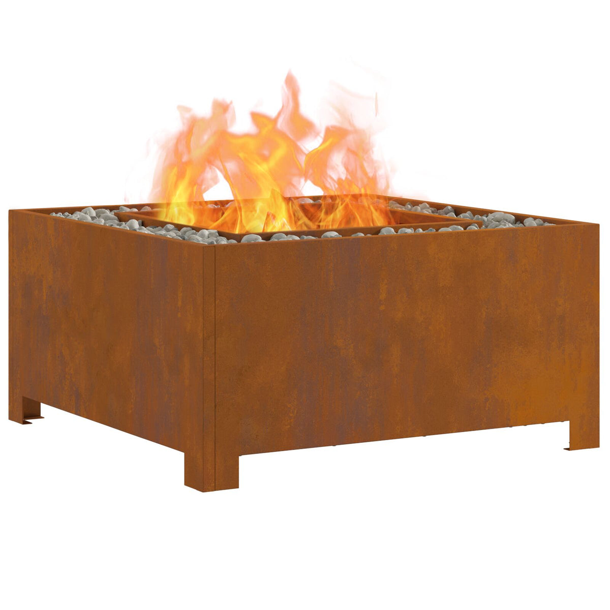 Feuerstelle Quadrat 60x60x30 cm Wetterstahl