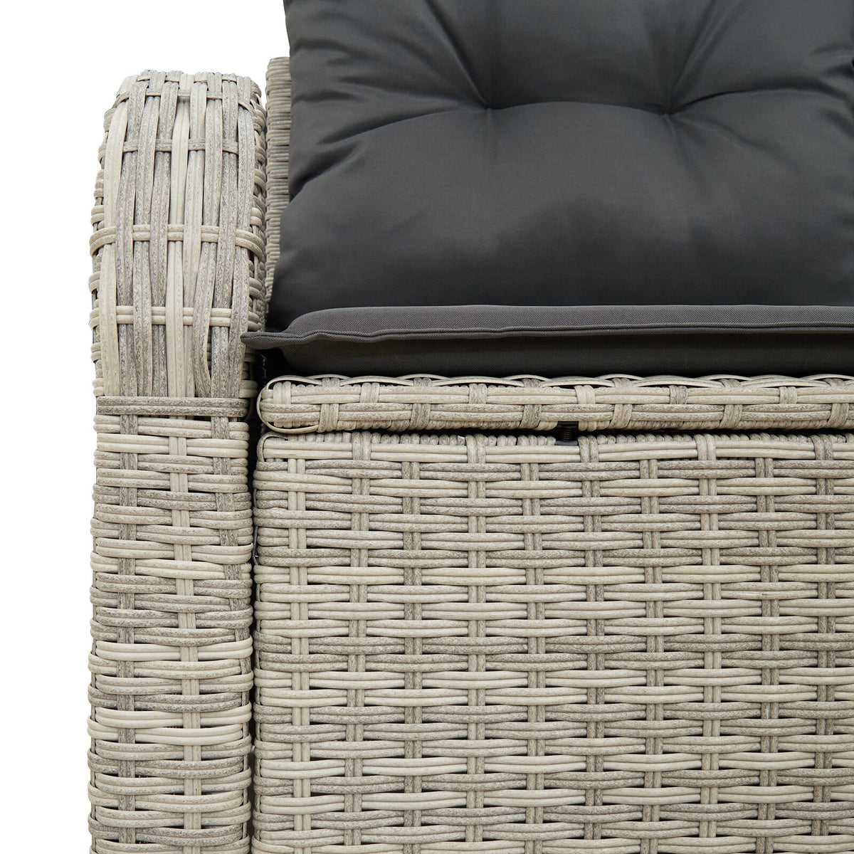 2-Sitzer Garten Sofa mit Stauraum & Kissen Hellgrau Poly-Rattan