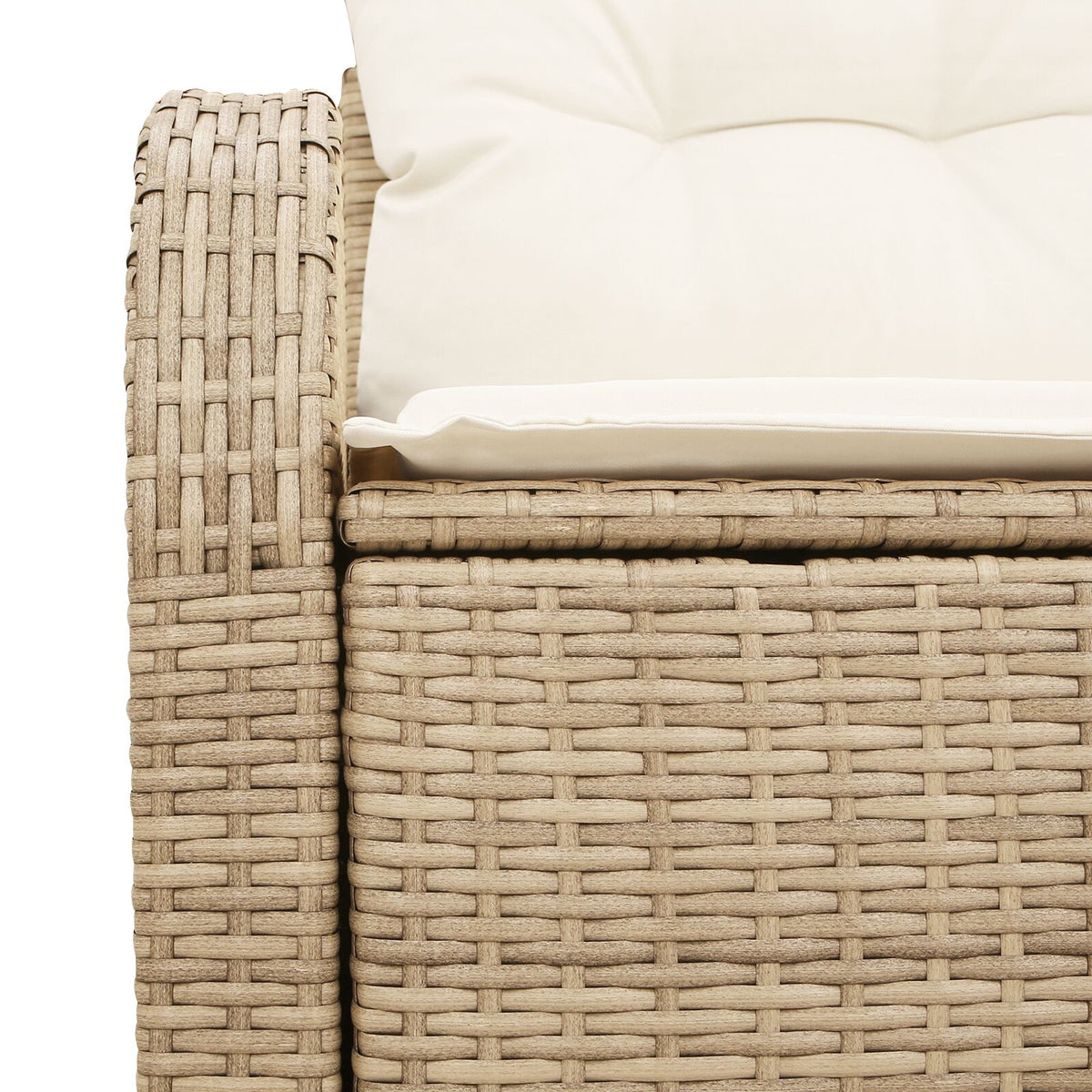 2-Sitzer Garten Sofa mit Stauraum & Kissen Beige Poly-Rattan