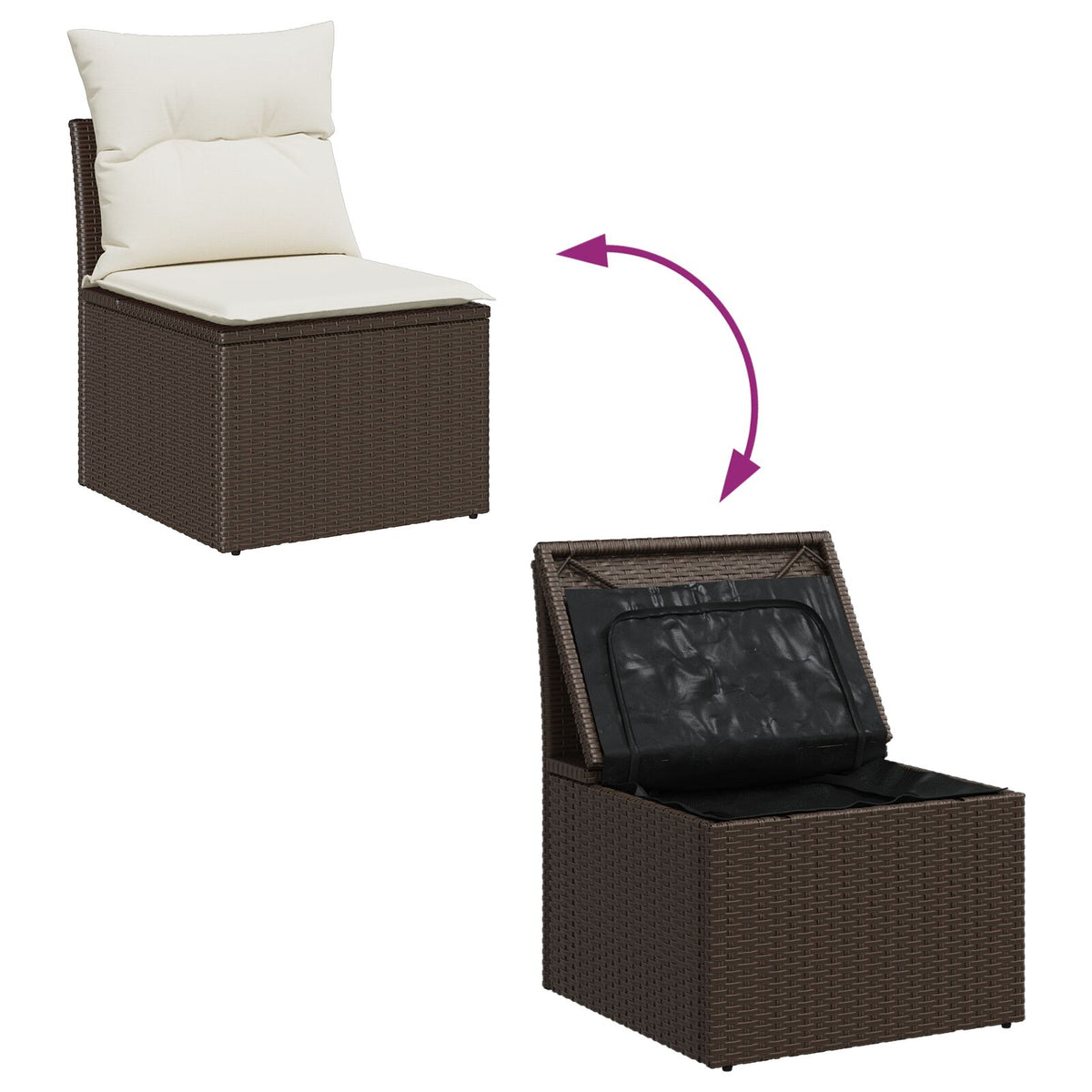 7-teiliges Garten-Essgruppen-Set mit Kissen Braun Poly-Rattan