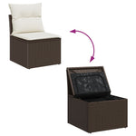7-teiliges Garten-Essgruppen-Set mit Kissen Braun Poly-Rattan