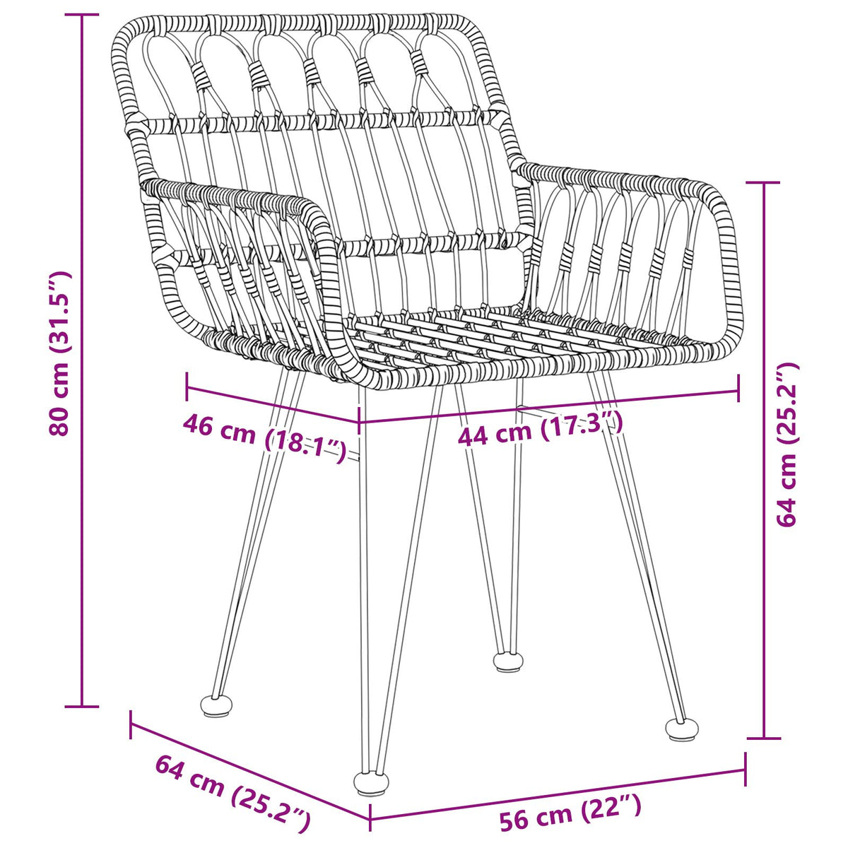 5-teilige Garten-Essgruppe Schwarz Poly Rattan