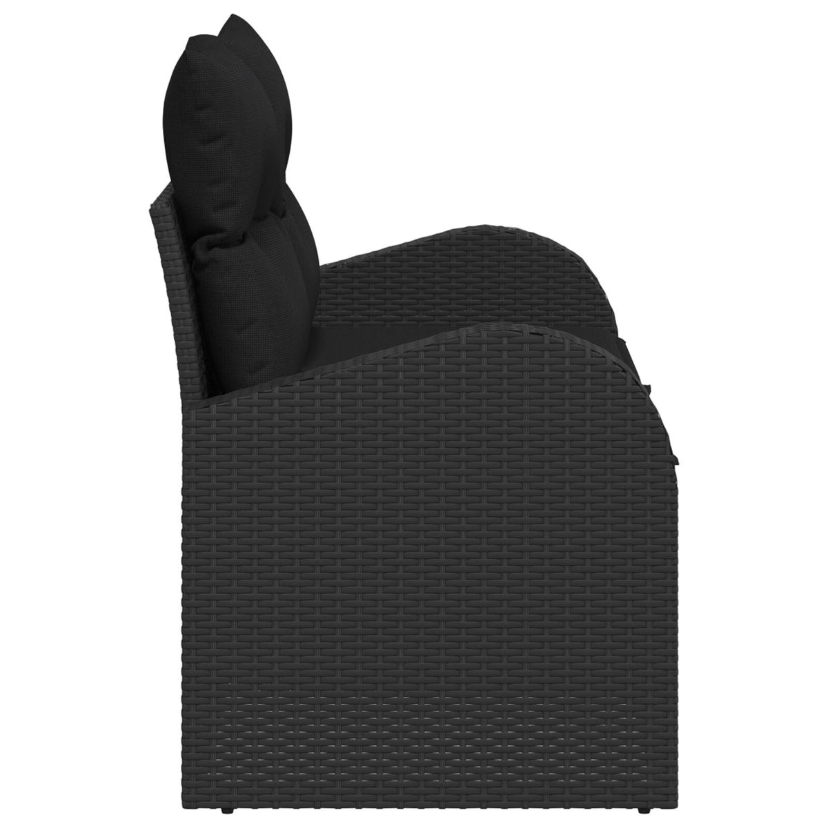 2-Sitzer Garten Sofa mit Stauraum & Kissen Schwarz Poly Rattan