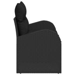 2-Sitzer Garten Sofa mit Stauraum & Kissen Schwarz Poly Rattan