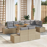 9-teiliges Garten Essgruppe mit Kissen Beige Poly Rattan Akazie
