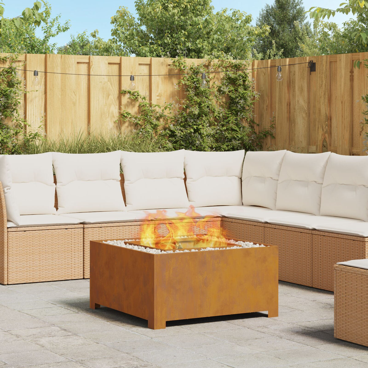 Feuerstelle Quadrat 80x80x40 cm Wetterstahl