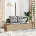 2-Sitzer Gartensofa mit Kissen Beige Poly Rattan