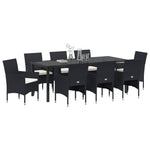 9-teilige Garten-Essgruppe Schwarz Poly-Rattan