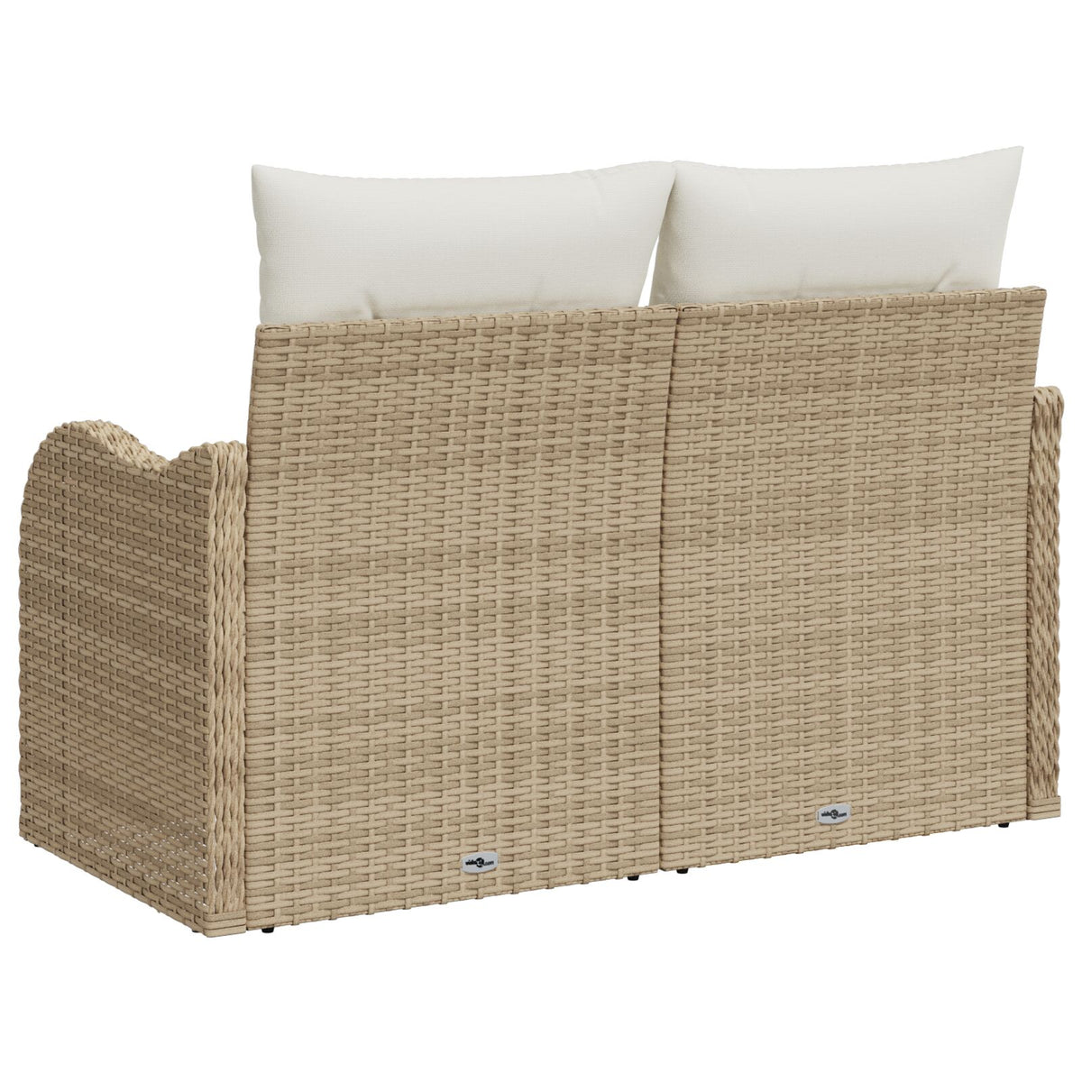 2-Sitzer Garten-Sofa mit Stauraum und Kissen Beige Poly Rattan