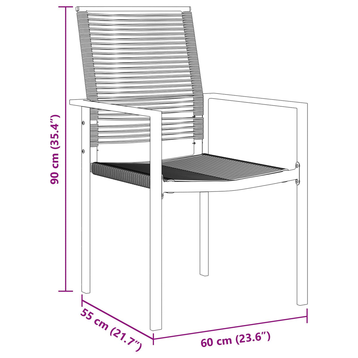 5-teiliges Garten-Esszimmer-Set Schwarz PVC-Rattan