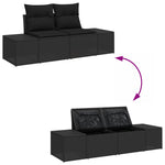 2-Sitzer Garten Sofa mit Stauraum & Kissen Schwarz Poly-Rattan
