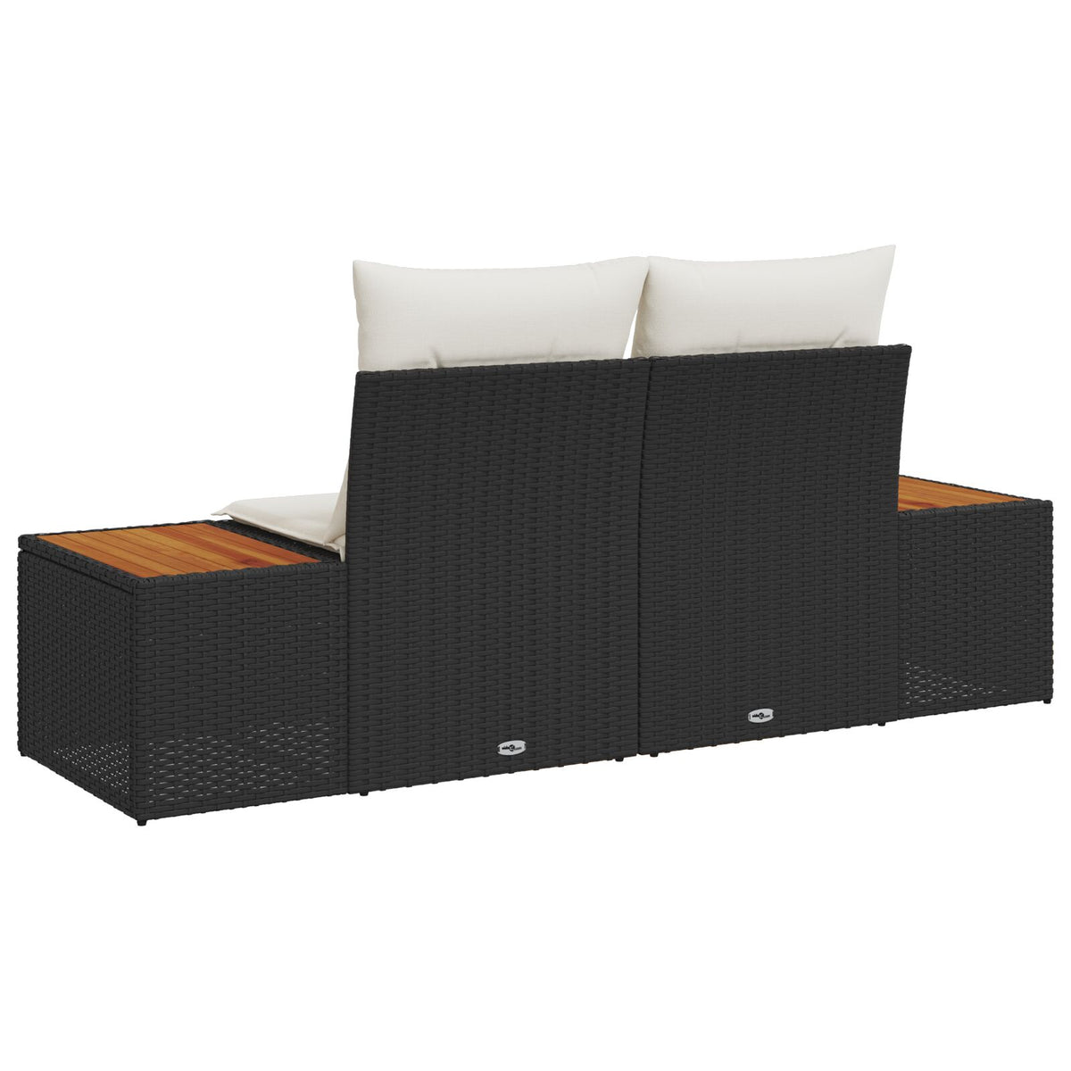 2-Sitzer Gartensofa mit Kissen Schwarz Poly Rattan