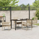 5-teilige Garten Essgruppe mit Kissen Beige Poly Rattan