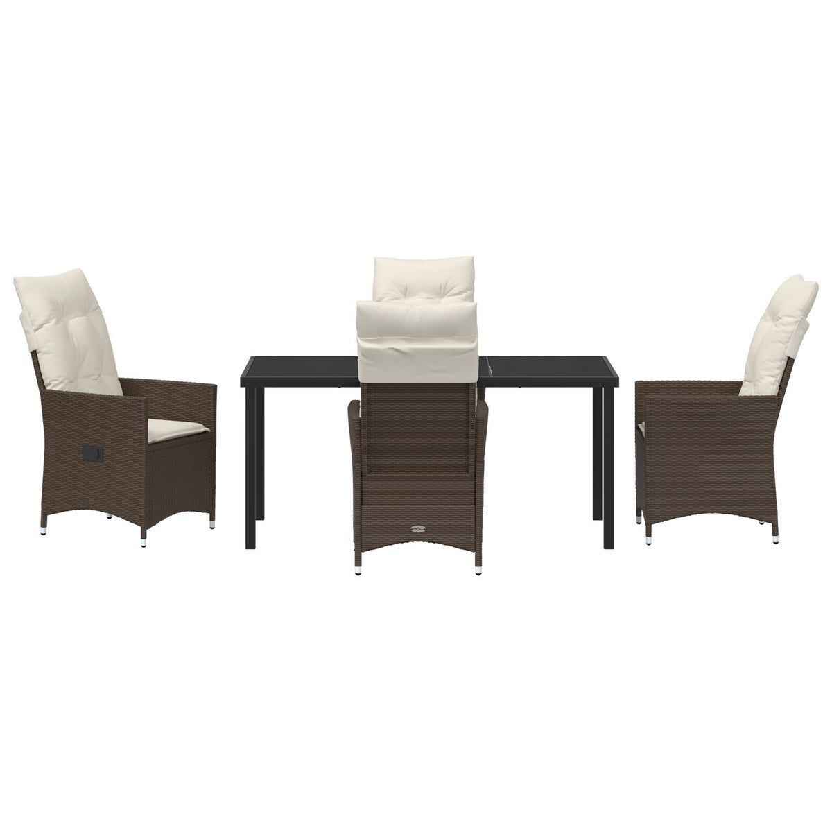 5-teilige Garten-Essgruppe mit Kissen, Braun Poly Rattan