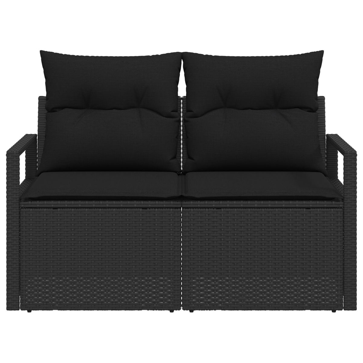 2-Sitzer Gartensofa mit Stauraum und Kissen Schwarz Poly Rattan