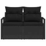2-Sitzer Gartensofa mit Stauraum und Kissen Schwarz Poly Rattan