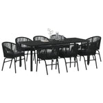 9-teiliges Garten-Essgruppe Schwarz Poly-Rattan