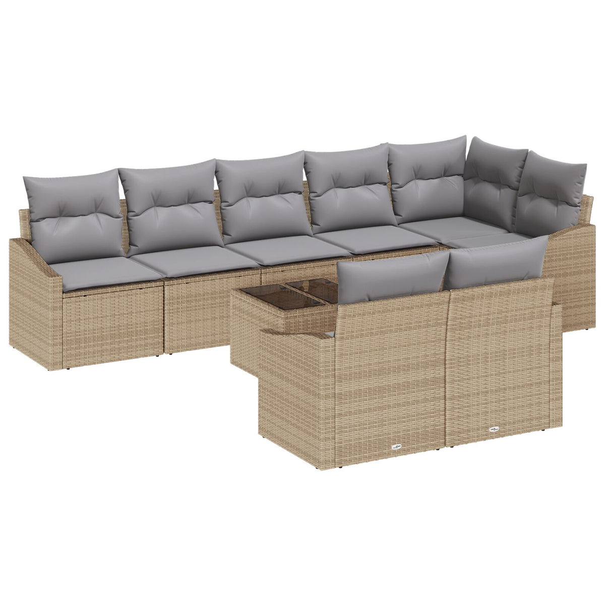 9-teilige Garten Essgruppe mit Kissen schwarz Poly Rattan