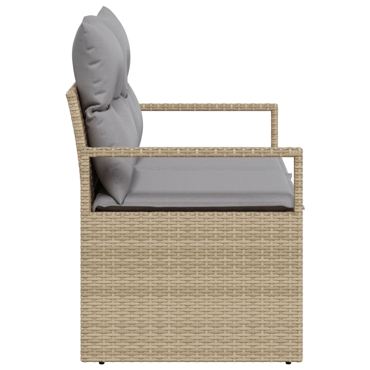 2-Sitzer Garten Sofa mit Stauraum & Kissen Beige Poly Rattan
