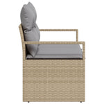 2-Sitzer Garten Sofa mit Stauraum & Kissen Beige Poly Rattan