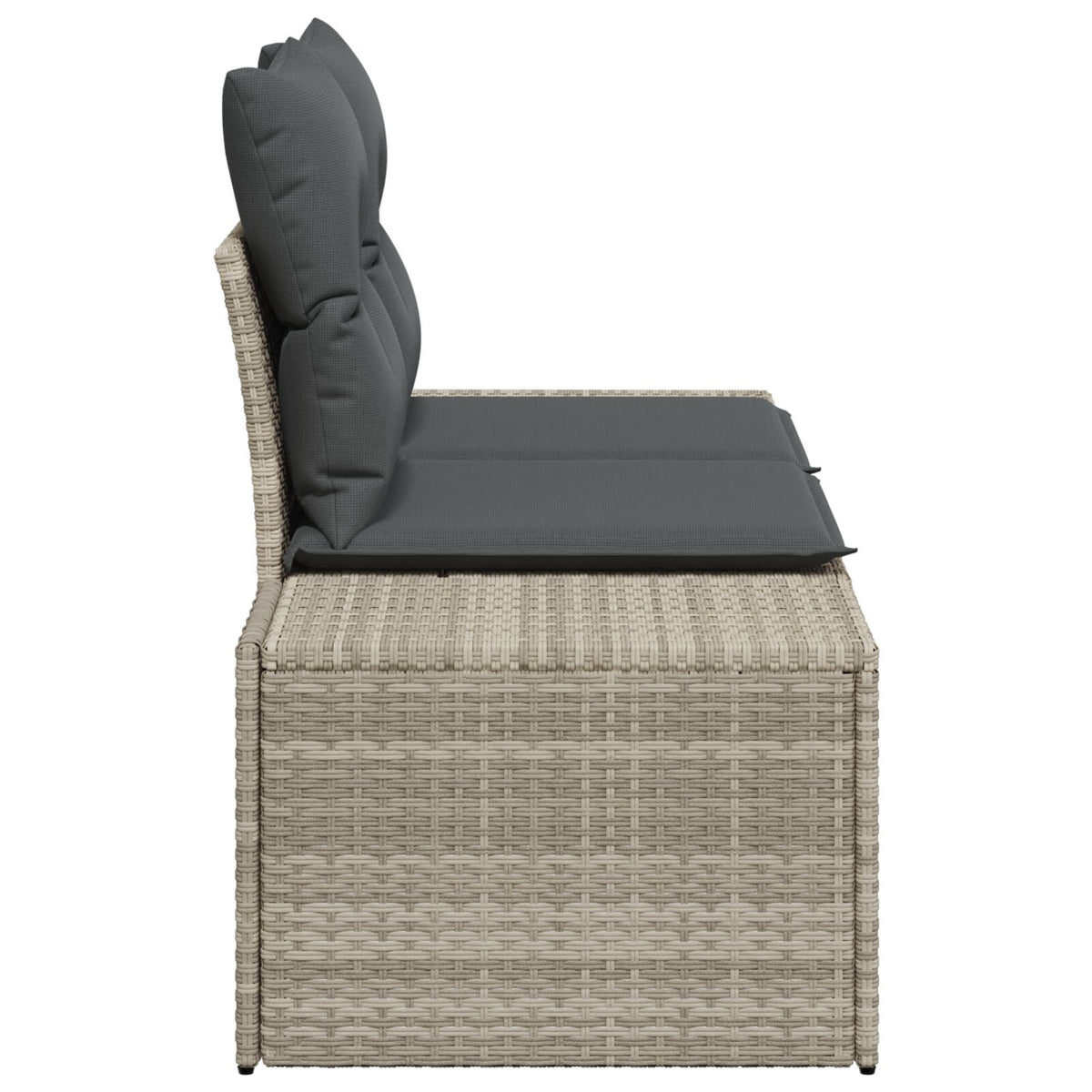 2-Sitzer Garten Sofa mit Stauraum & Kissen Graues Poly-Rattan