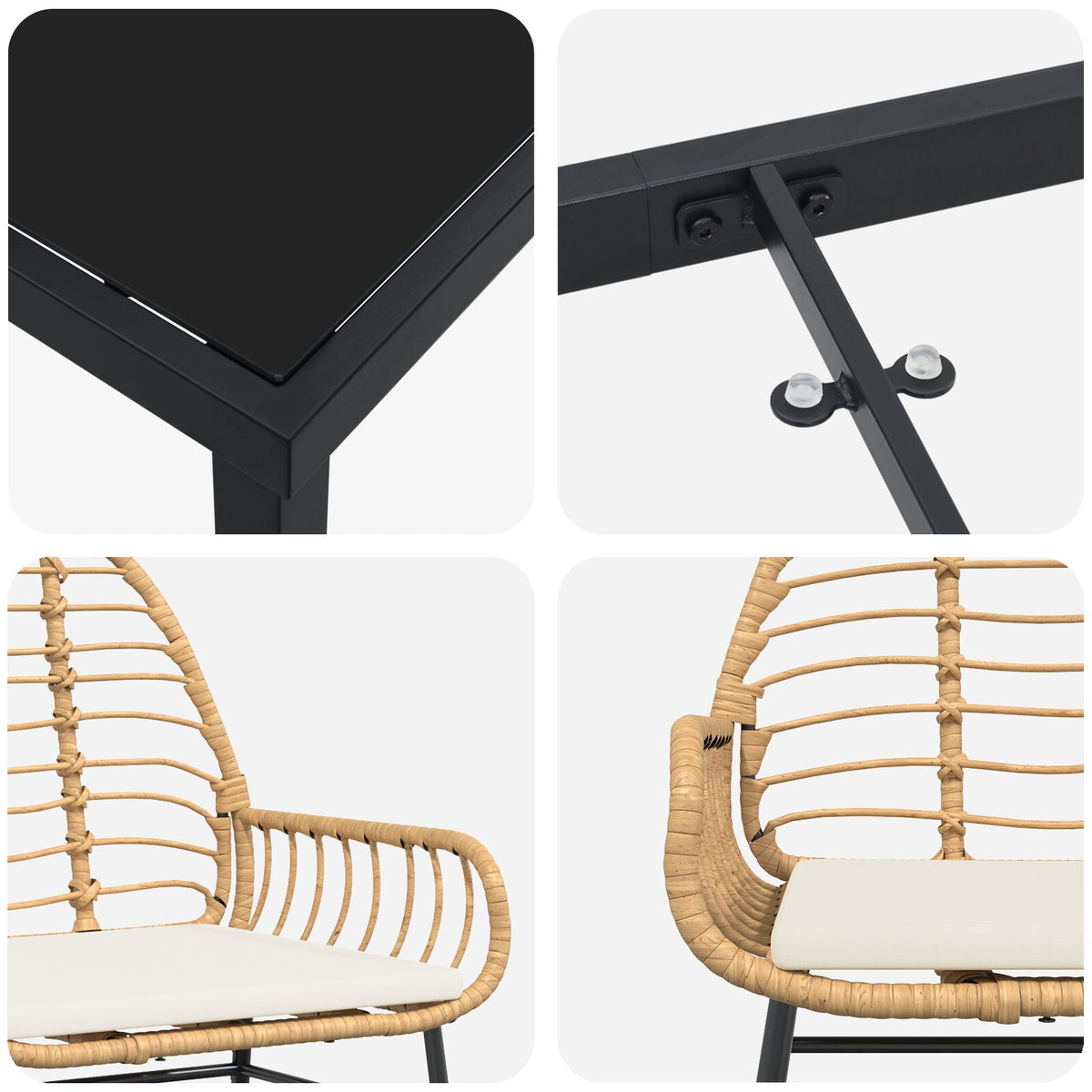 5-teiliges Garten-Essgruppe mit Kissen Braun Poly-Rattan