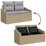 2-Sitzer Garten Sofa mit Stauraum und Kissen Beige Poly-Rattan