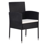 5-teiliges Garten Essgruppen Set mit Kissen schwarzes Poly-Rattan