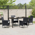 5-teiliges Garten-Essgruppen-Set Schwarz Poly-Rattan