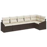 6-teiliges Garten Essgruppe mit Kissen braun Poly Rattan