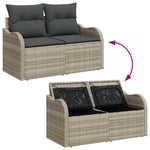 2-Sitzer Gartensofa mit Stauraum und Kissen Hellgrau Poly Rattan