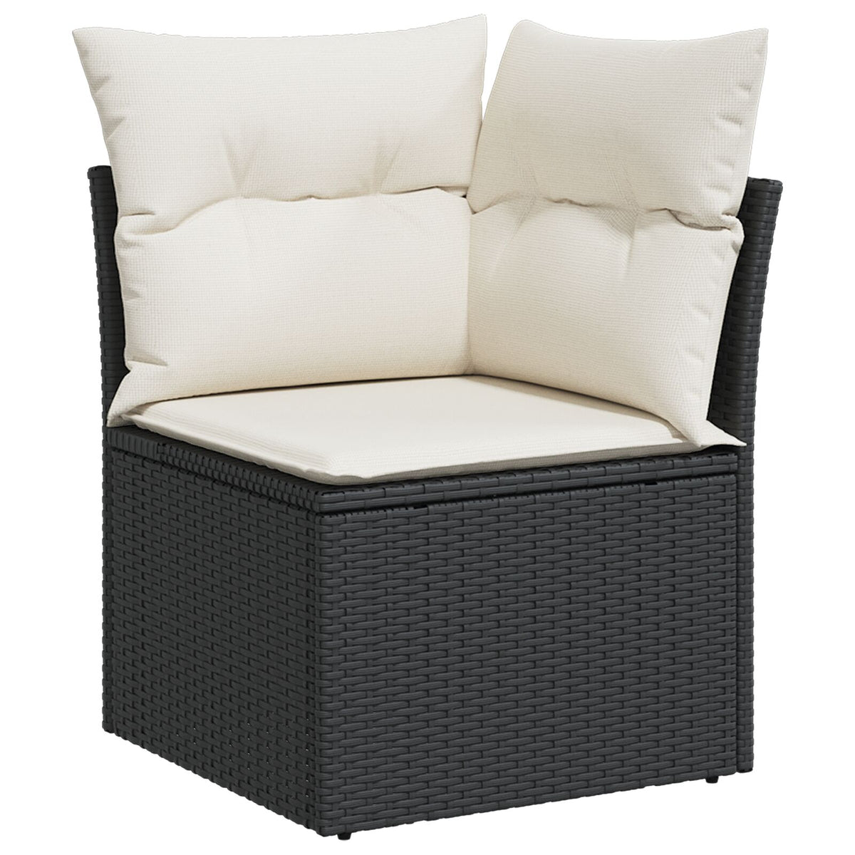 7-teiliges Garten Essgruppe mit Kissen Schwarz Poly Rattan Akazie