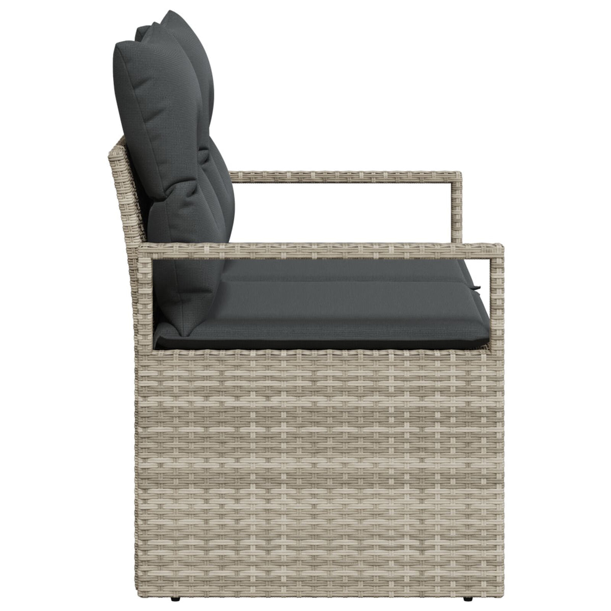 2-Sitzer Garten Sofa mit Stauraum und Kissen Grau Poly Rattan