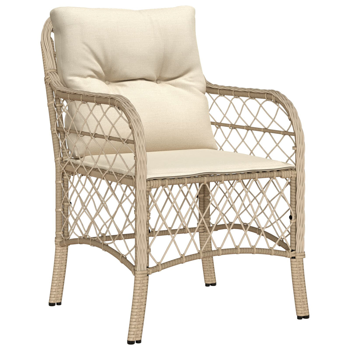 5-teiliges Garten Essgruppe mit Kissen Beige Poly Rattan
