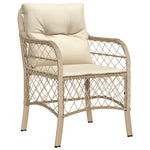 5-teiliges Garten Essgruppe mit Kissen Beige Poly Rattan