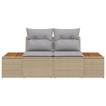 2-Sitzer Gartensofa mit Kissen Beige Poly Rattan