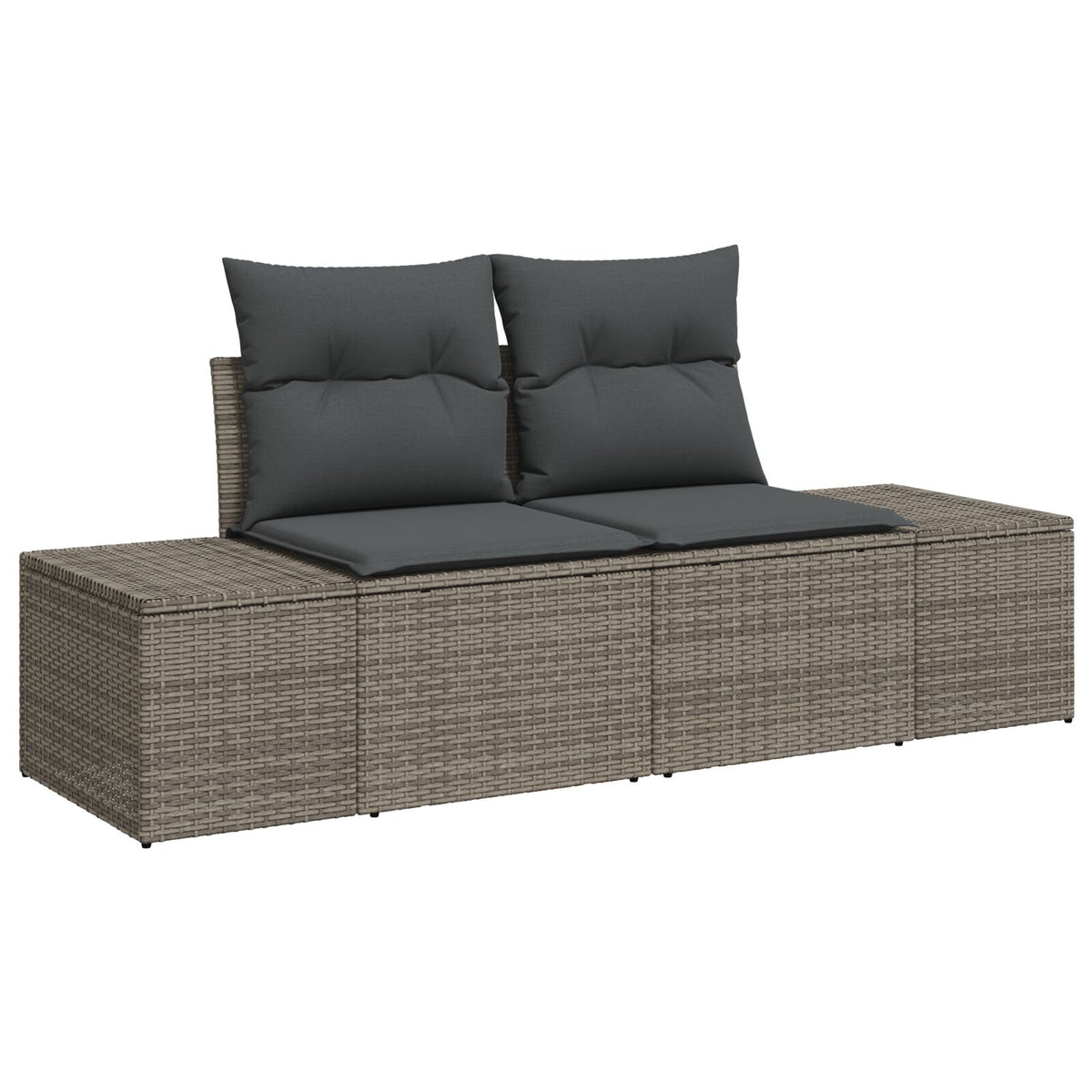 2-Sitzer Garten Sofa mit Kissen grau Poly Rattan