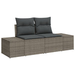 2-Sitzer Garten Sofa mit Kissen grau Poly Rattan