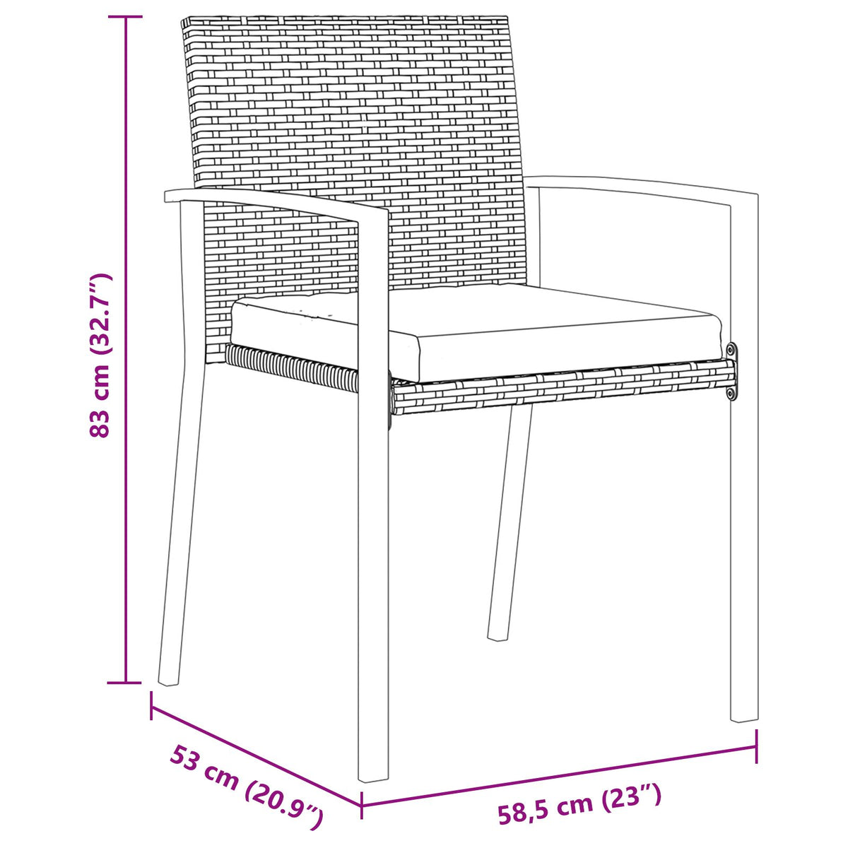 3-teiliges Garten-Essgruppe Schwarz Poly Rattan