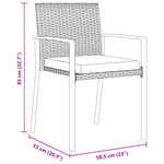 3-teiliges Garten-Essgruppe Schwarz Poly Rattan