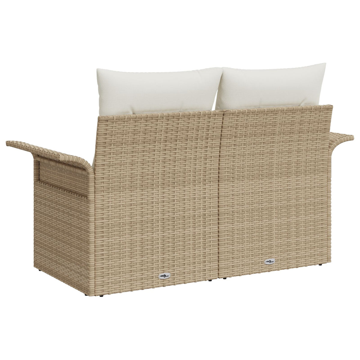 2-Sitzer Gartensofa mit Kissen Beige Polyrattan